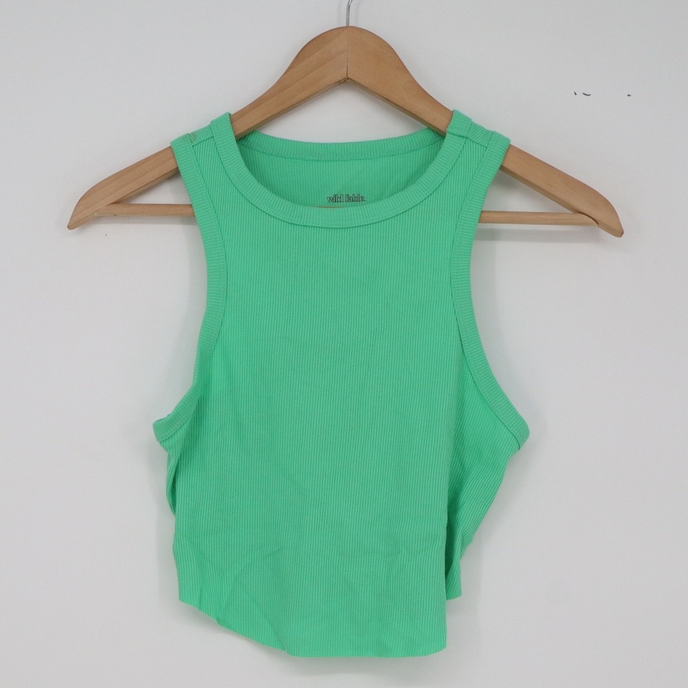 Wild Fable Tank Top Womens M Racerback Crop Green Ribbed Knit Good